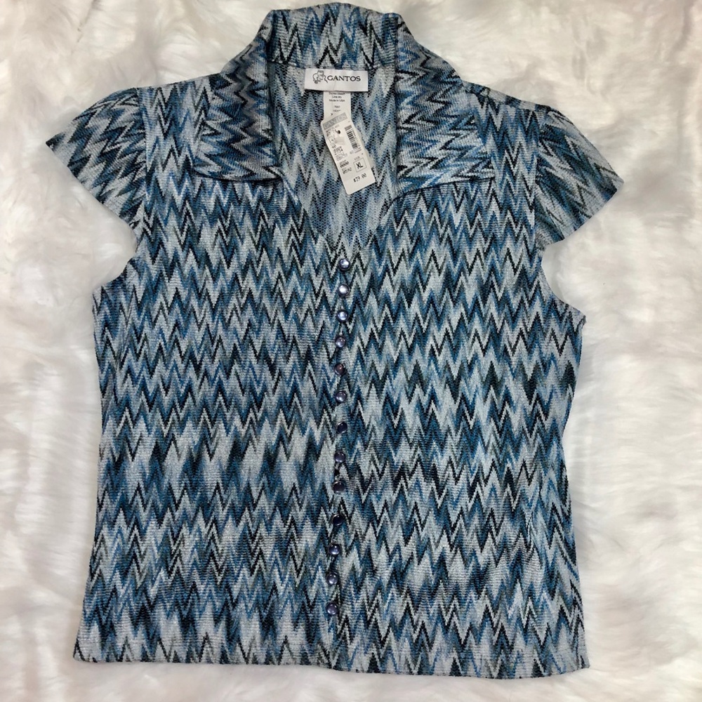 Gantos Women’s Shirt Pearlescent Buttons Vintage